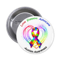 Autism Ribbon on Heart: buttons