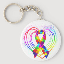 Autism Ribbon on Heart: keychains