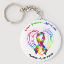 Autism Ribbon on Heart: keychains
