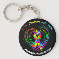 Autism Ribbon on Heart: keychains