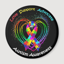 Autism Ribbon on Heart: magnets