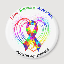 Autism Ribbon on Heart: magnets
