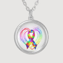 Autism Ribbon on Heart necklaces