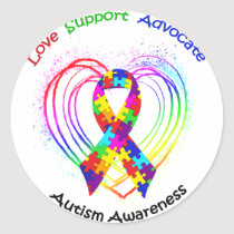 Autism Ribbon on Heart: stickers
