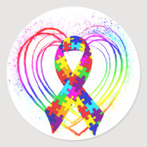 Autism Ribbon on Heart: stickers