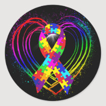 Autism Ribbon on Heart: stickers