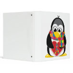 Autism Ribbon Penguin Scarf 3 Ring Binder