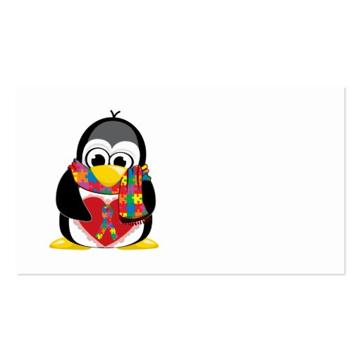 Autism Ribbon Penguin Scarf Business Card