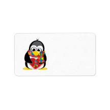 Autism Ribbon Penguin Scarf Personalized Address Labels