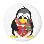 Autism Ribbon Penguin Scarf Refrigerator Magnet