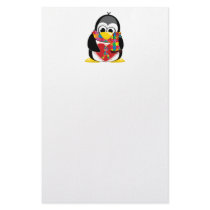 Autism Ribbon Penguin Scarf Stationery Design