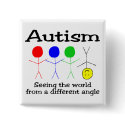 Autism, Seeing The World From A Different Angle buttons by TeeZazzle Autism, Seeing The World From A Different Angle buttons