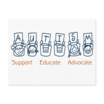 Autism: Support Educate Advocate Postcard