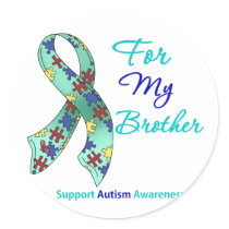 Autism Support For My Brother Round Sticker