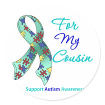 Autism Support For My Cousin Round Stickers