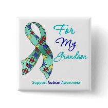Autism Support For My Grandson Button