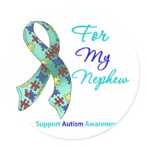 Autism Support For My Nephew Round Stickers