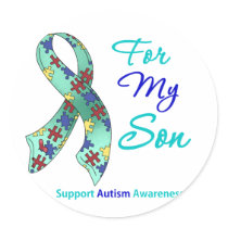 Autism Support For My Son Round Stickers