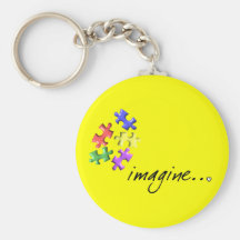 Autism Support Gifts "Imagine" Design Keychains