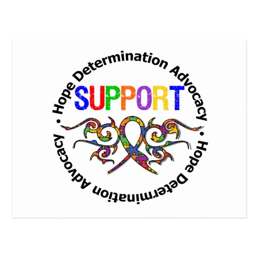 Autism Support Tribal Ribbon Postcards