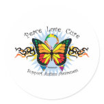 Autism Tribal Butterfly Round Stickers