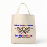 Autism Tribal Ribbon Grandson Tote Bags