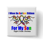 Autism Tribal Ribbon Son Button
