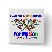 Autism Tribal Ribbon Son Button