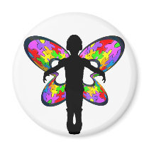Autistic Butterfly Ribbon Refrigerator Magnets