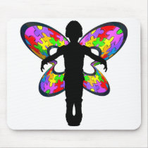 Autistic Butterfly Ribbon Mouse Pads