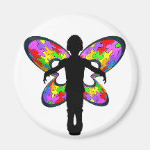 Autistic Butterfly Ribbon Refrigerator Magnets