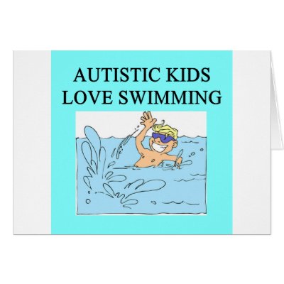 autistic kids kove swimming greeting cards by jimbuf