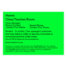 Autistic Student Card Business Card Templates