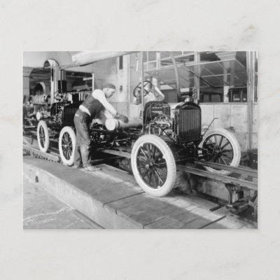 Auto Assembly Line, 1920s Postcards