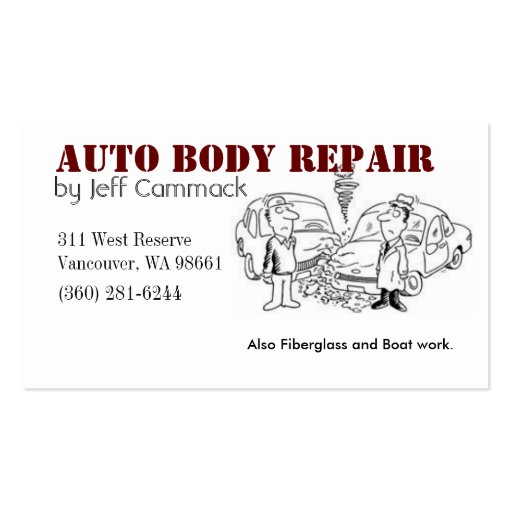 Auto Body Card Business Card Templates (front side)
