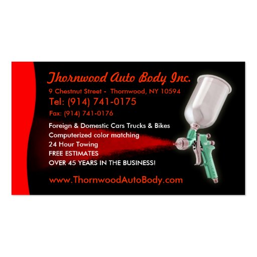Auto Body  CUSTOMIZABLE Business Card (front side)