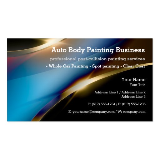 Auto Body Painting Professional DoubleSided Standard Business Cards