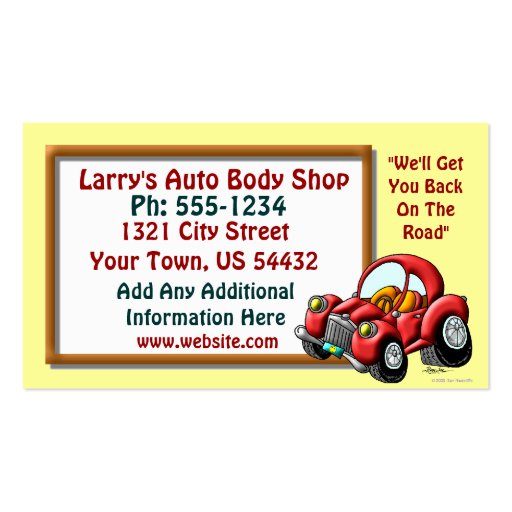 Auto Body Shop Business Card (back side)