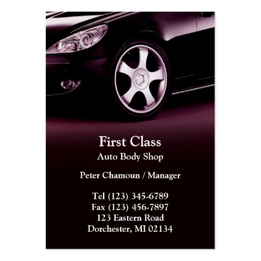 Auto Body Shop Chubby Business Card (front side)