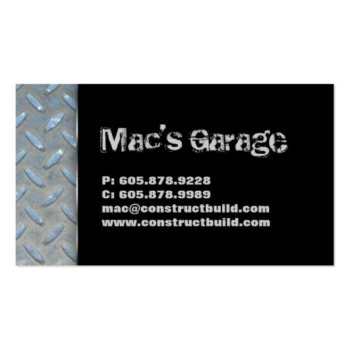 Auto Business Card Construction Contractor Metal (back side)