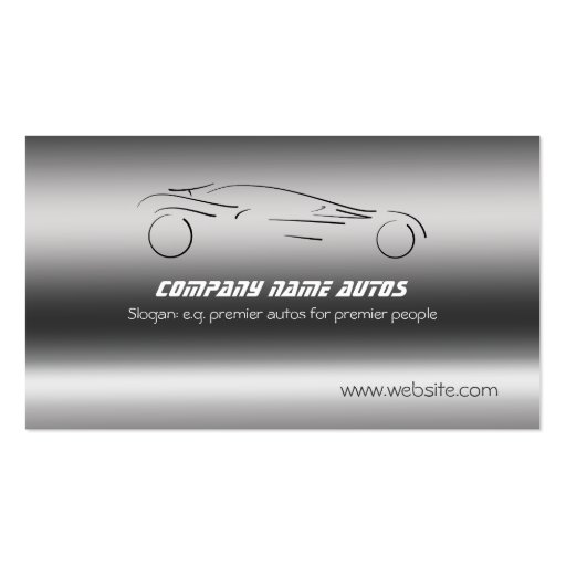 Auto Car on Brushed Steel - Sportscar template Business Card Templates (front side)