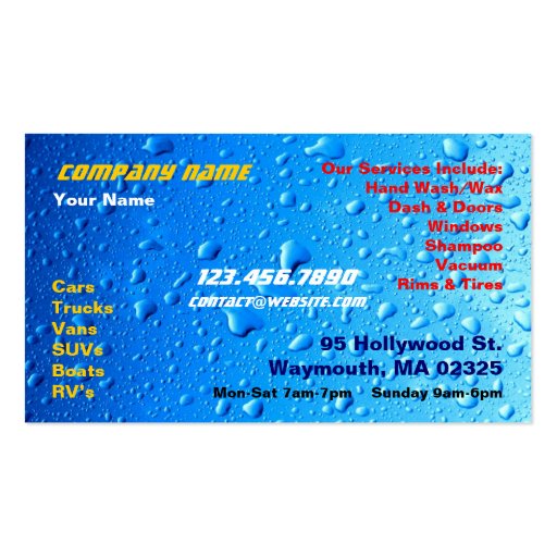 Auto Detailing Business Card (back side)
