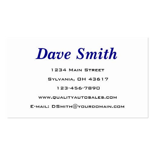 Auto Detailing Business Card Templates (back side)