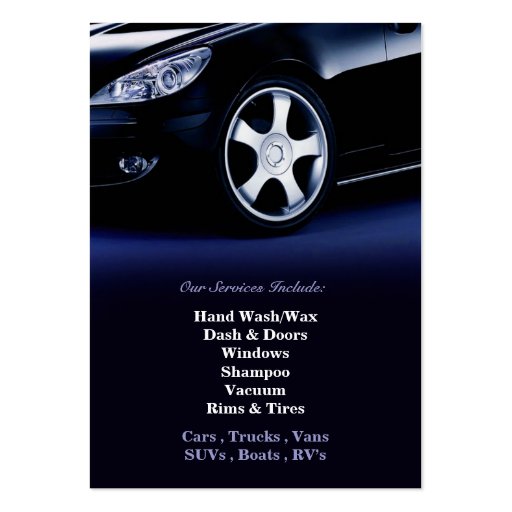 Auto Detailing Chubby Business Card (back side)
