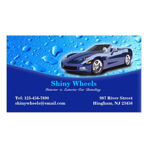 Auto Detailing with Water Drops Business Card