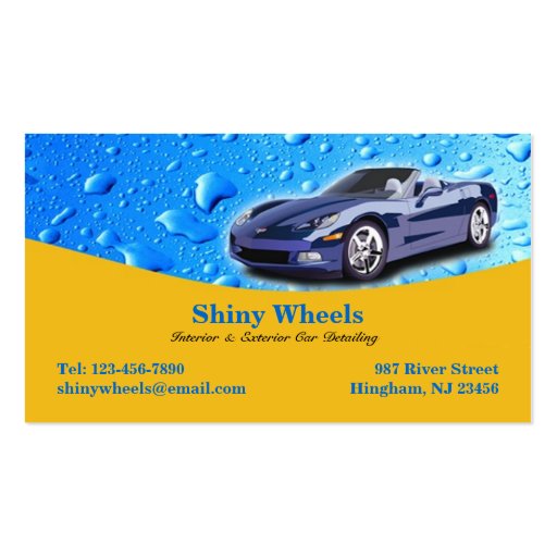 Auto Detailing with Water Drops Business Card