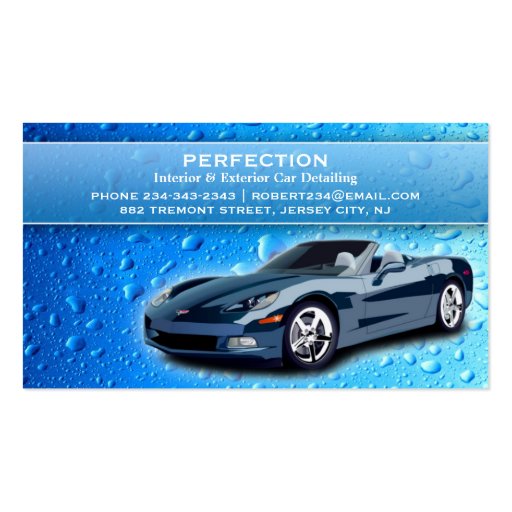 Auto Detailing with Water Drops Business Card (front side)
