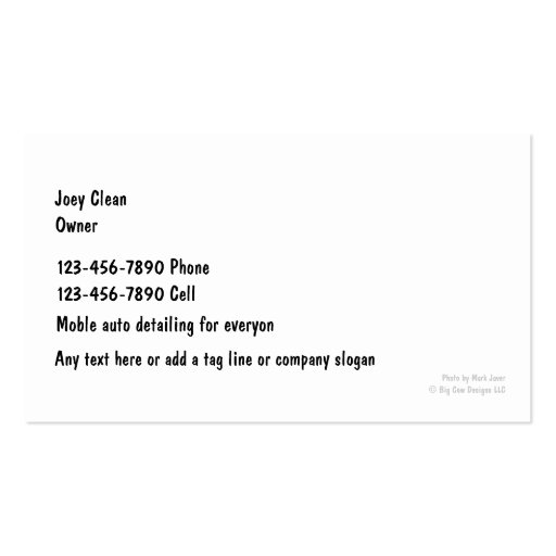 Auto Detailng Business Cards (back side)