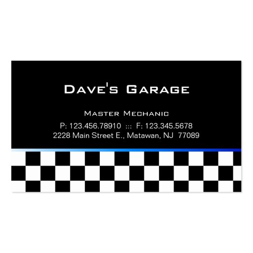 Auto Garage Business Card Racing Blue Gradient (front side)