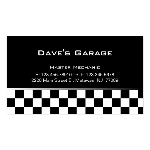 Auto Garage Business Card Racing Gray (front side)